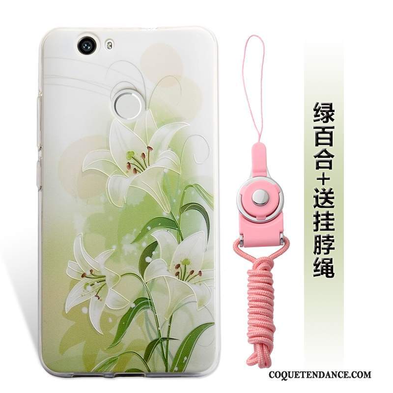 Huawei Nova Coque Étui Gaufrage Rose Ornements Suspendus