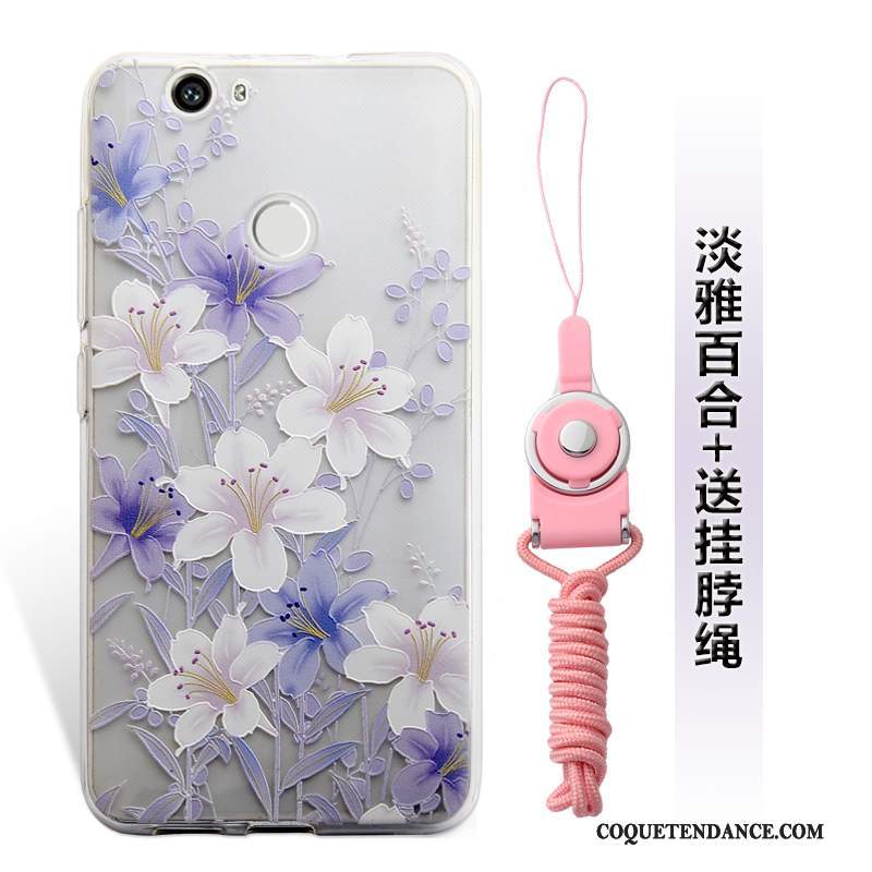 Huawei Nova Coque Étui Gaufrage Rose Ornements Suspendus