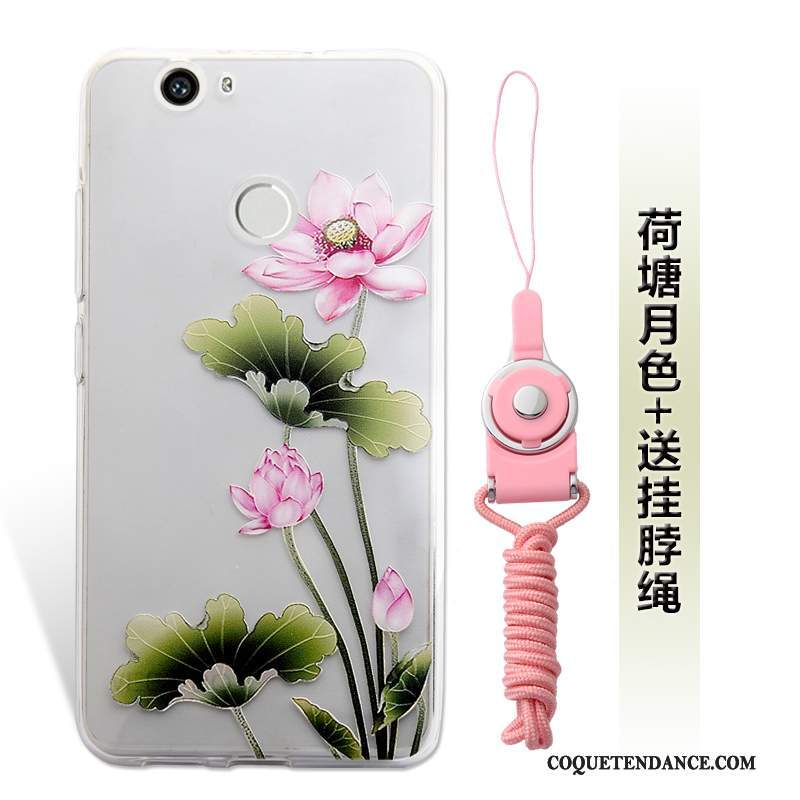 Huawei Nova Coque Étui Gaufrage Rose Ornements Suspendus