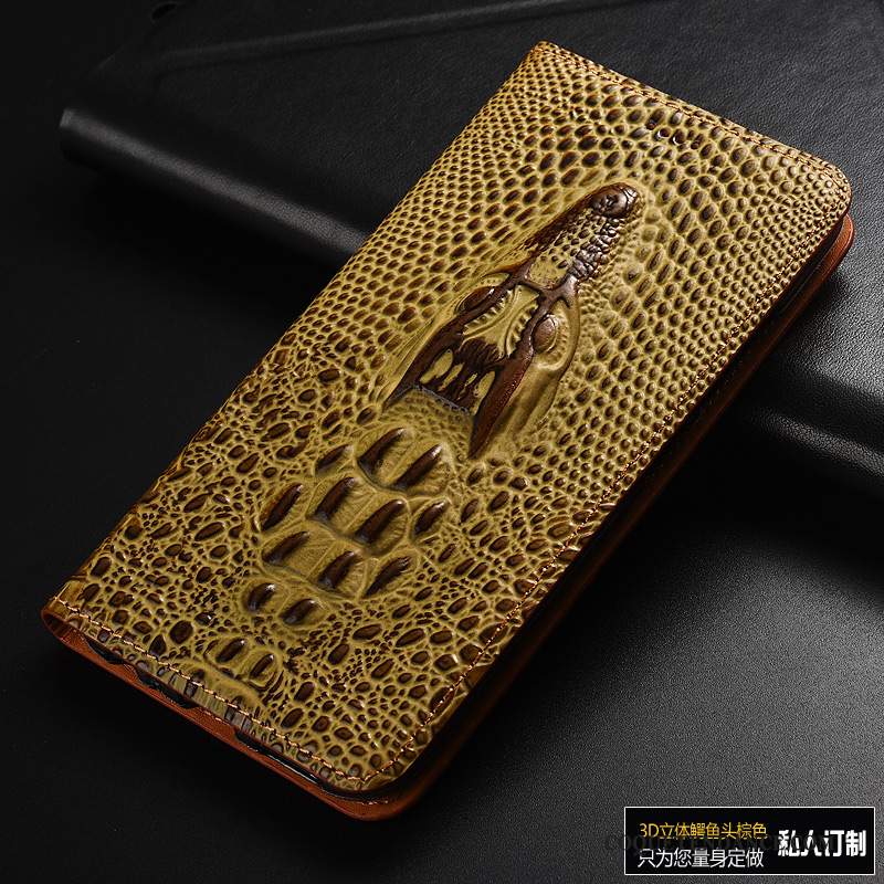 Huawei P Smart+ 2019 Coque Crocodile Or Protection Tout Compris Cuir Véritable