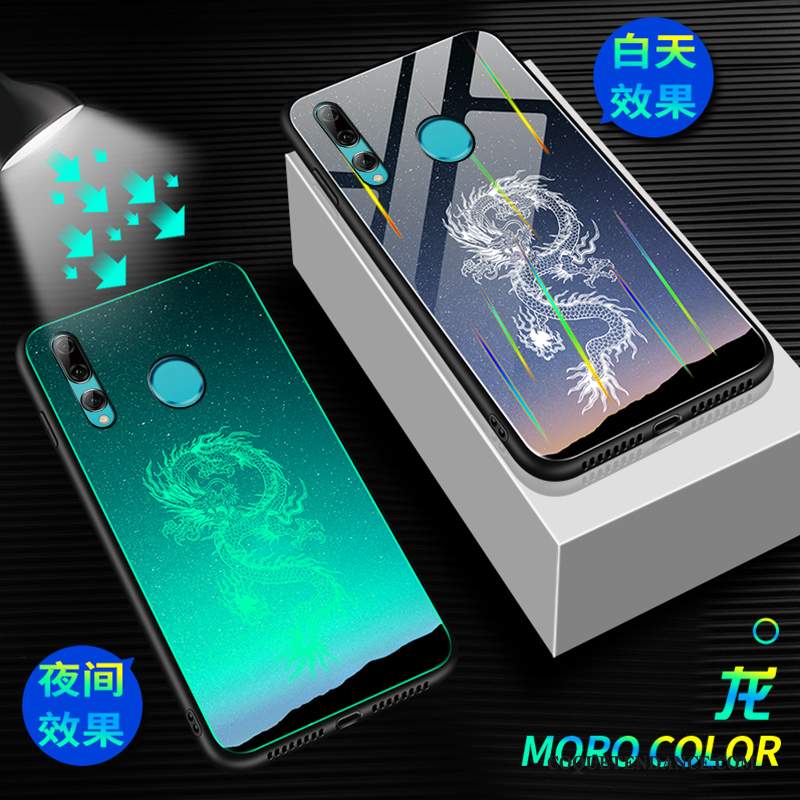 Huawei P Smart+ 2019 Coque De Téléphone Lumineuses Verre Trempé Créatif Dragon