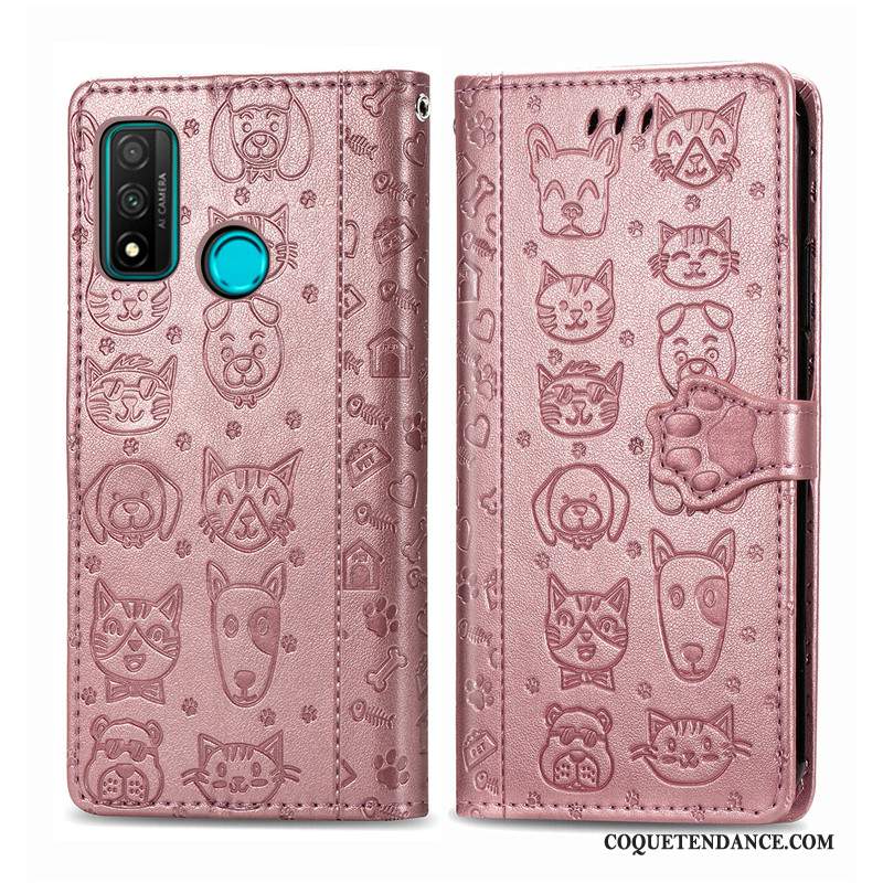 Huawei P Smart 2020 Coque Housse Étui En Cuir Protection Similicuir Bleu