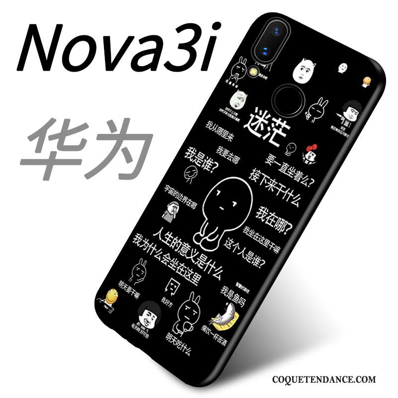Huawei P Smart+ Coque Incassable Marque De Tendance Noir Tout Compris Silicone