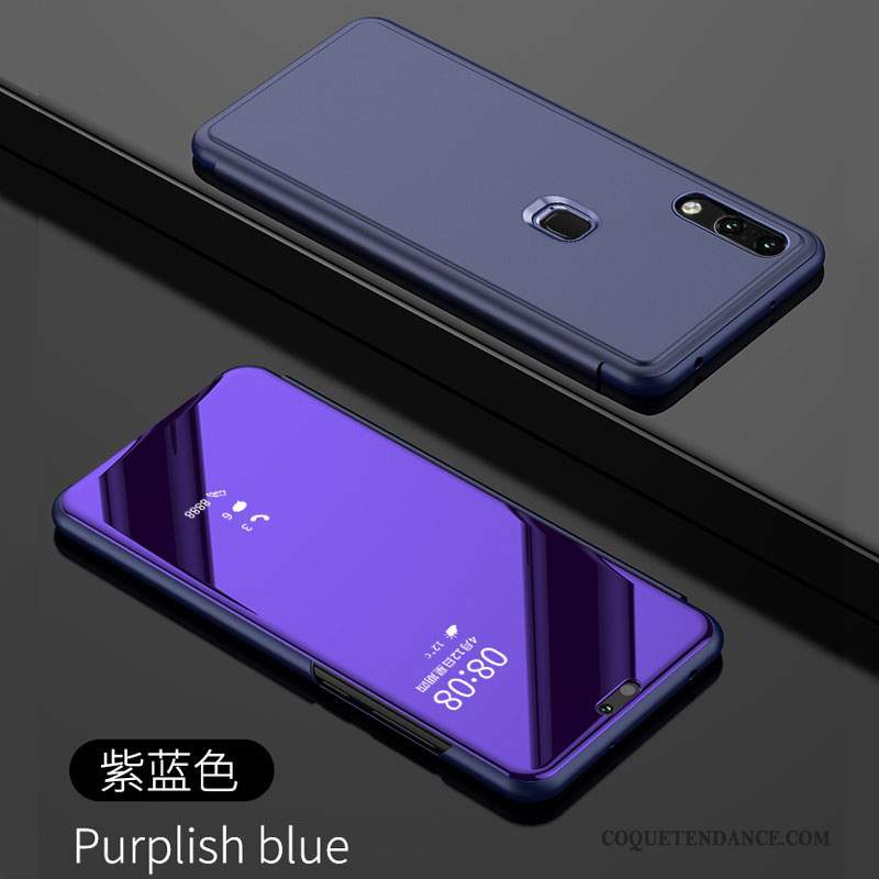 Huawei P Smart+ Coque Miroir Protection De Téléphone Étui En Cuir Or