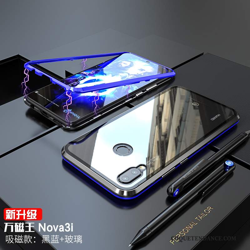 Huawei P Smart+ Coque Personnalité Verre Transparent Incassable Violet