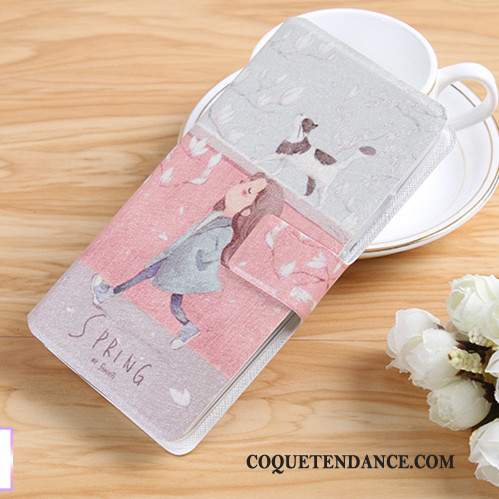 Huawei P Smart Coque Rose Étui En Cuir Protection Clamshell De Téléphone