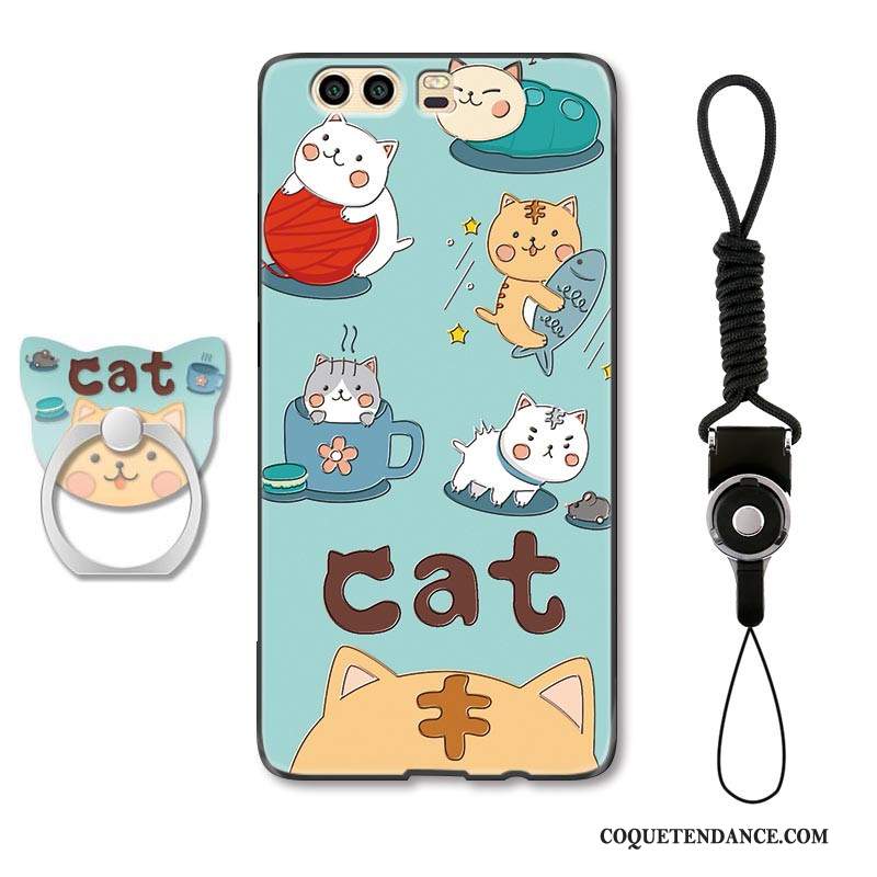 Huawei P10 Coque Chat Dessin Animé Bleu Protection Ornements Suspendus