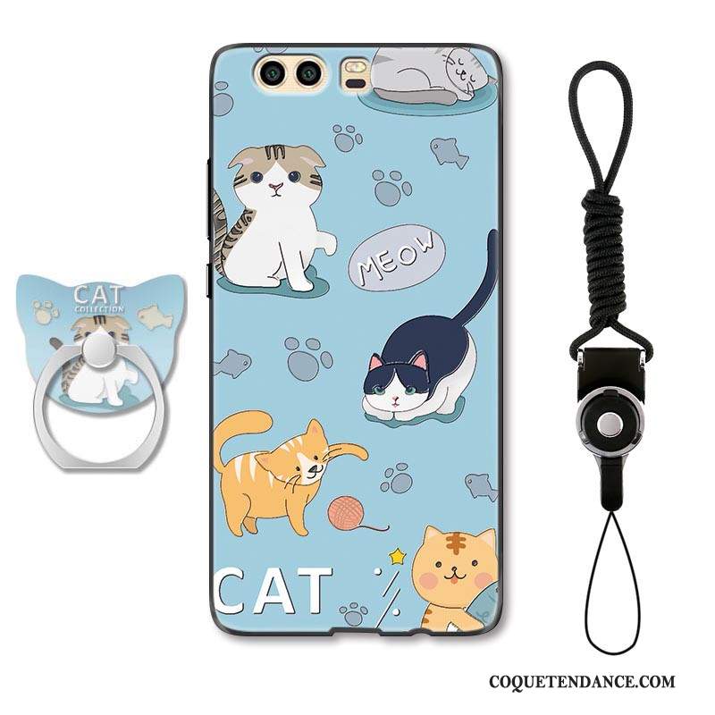 Huawei P10 Coque Chat Dessin Animé Bleu Protection Ornements Suspendus