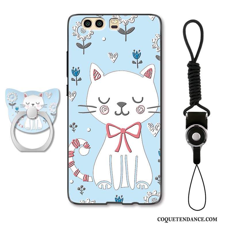 Huawei P10 Coque Chat Dessin Animé Bleu Protection Ornements Suspendus