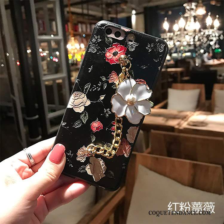 Huawei P10 Coque Fluide Doux Fleur De Téléphone Délavé En Daim Étui