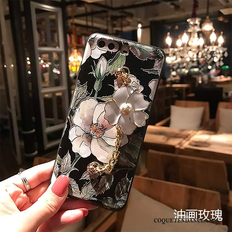 Huawei P10 Coque Fluide Doux Fleur De Téléphone Délavé En Daim Étui