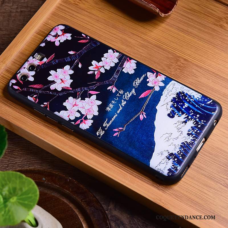 Huawei P10 Coque Incassable De Téléphone Tendance Bleu Style Chinois