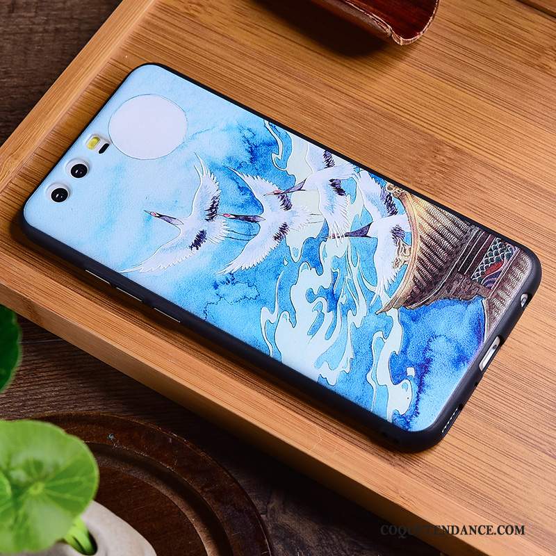 Huawei P10 Coque Incassable De Téléphone Tendance Bleu Style Chinois