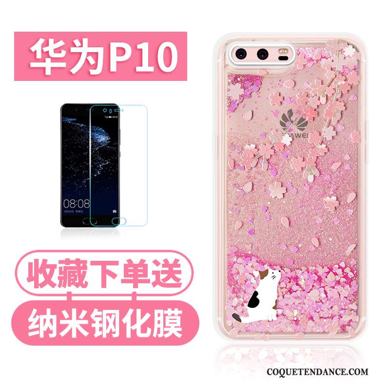 Huawei P10 Coque Quicksand Rose Tendance Étui Incassable