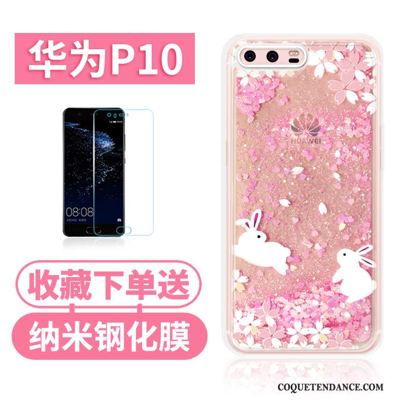 Huawei P10 Coque Quicksand Rose Tendance Étui Incassable