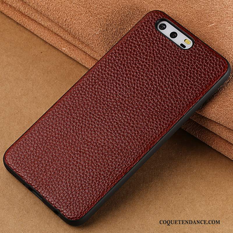 Huawei P10 Coque Simple Tout Compris Personnalité Incassable Cuir Véritable
