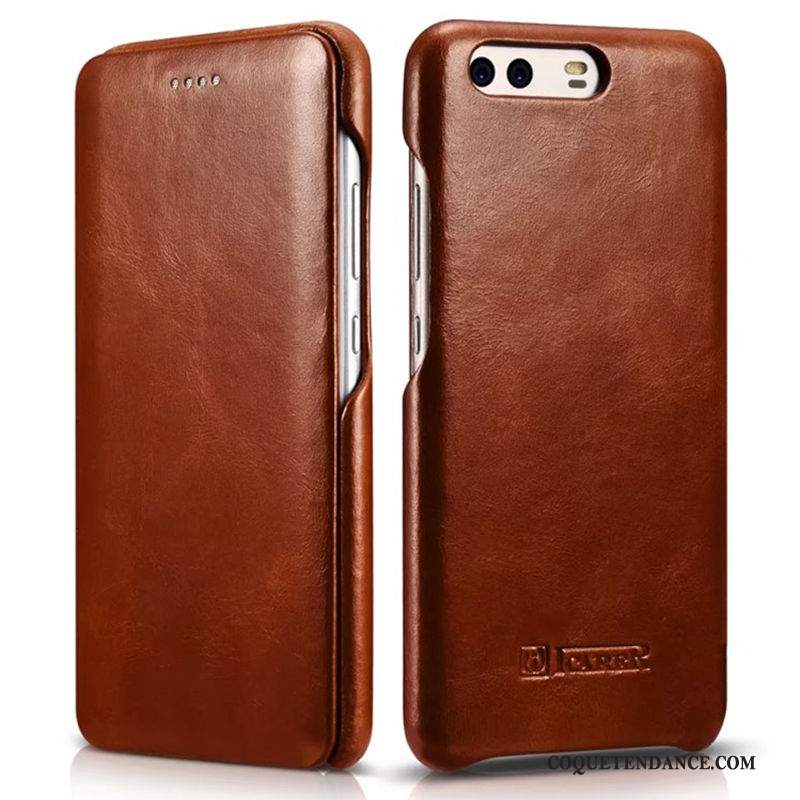 Huawei P10 Coque Tout Compris Housse Protection Rouge Cuir Véritable