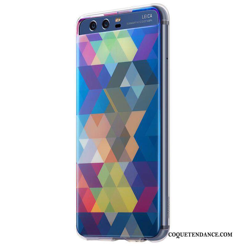 Huawei P10 Coque Transparent Étui Authentique Bleu Silicone