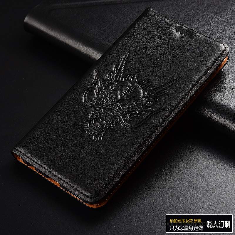 Huawei P10 Coque Étui Cuir Véritable Dragon De Téléphone Étui En Cuir