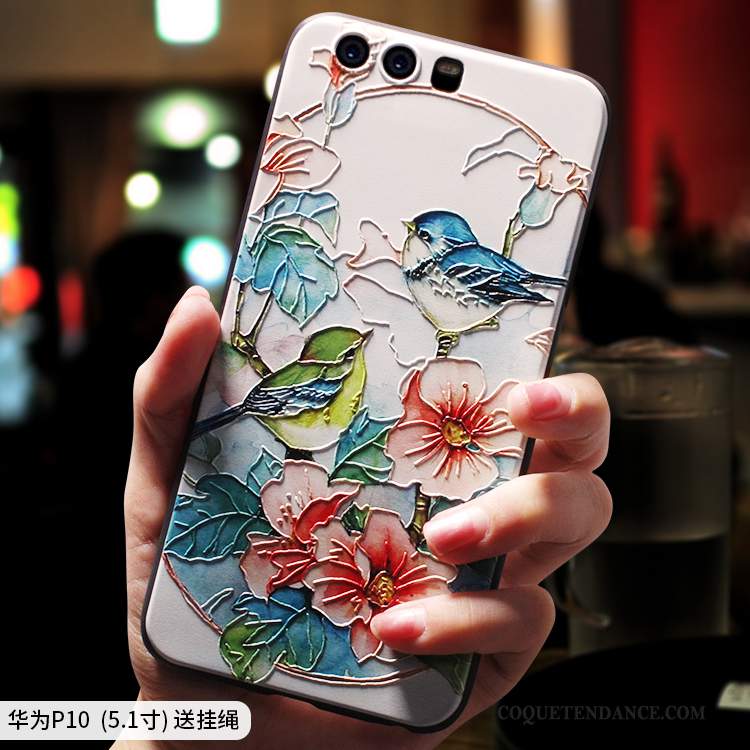 Huawei P10 Coque Étui Personnalité Style Chinois Bleu Ethnique