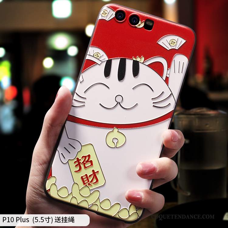Huawei P10 Plus Coque Créatif Tout Compris Chat Rouge Richesse