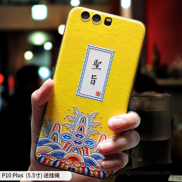 Huawei P10 Plus Coque Fluide Doux Amoureux Créatif Personnalité Jaune
