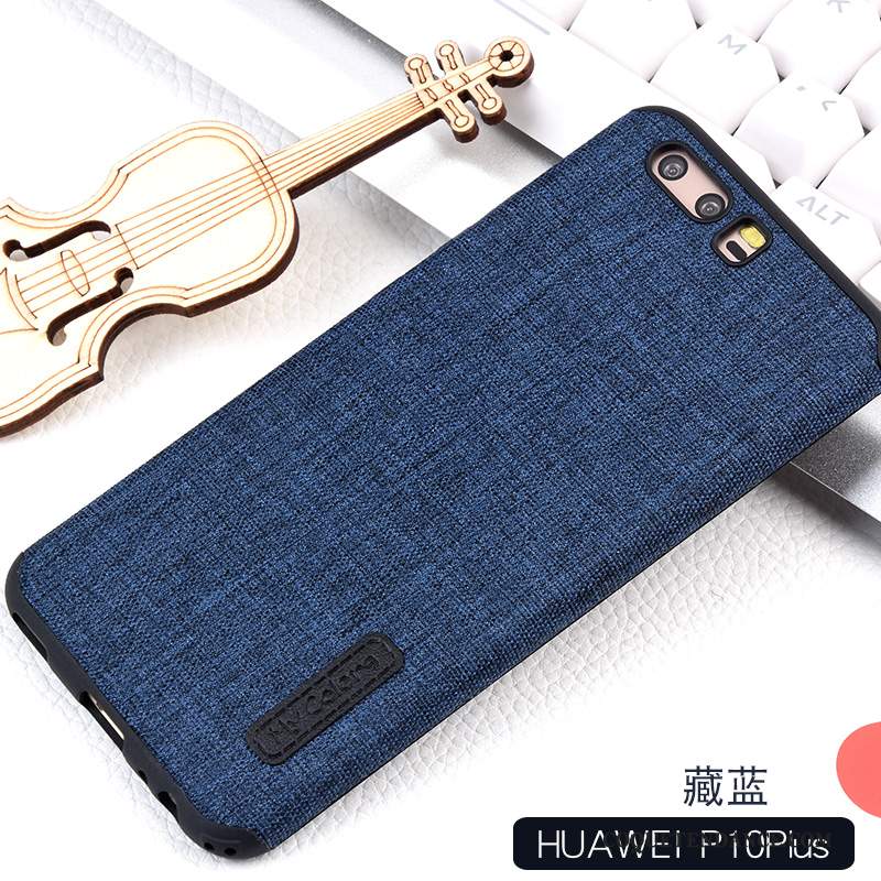 Huawei P10 Plus Coque Incassable Bleu Tendance Tissu De Téléphone