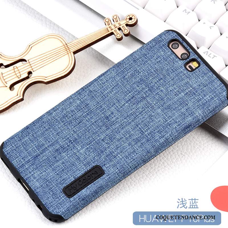 Huawei P10 Plus Coque Incassable Bleu Tendance Tissu De Téléphone