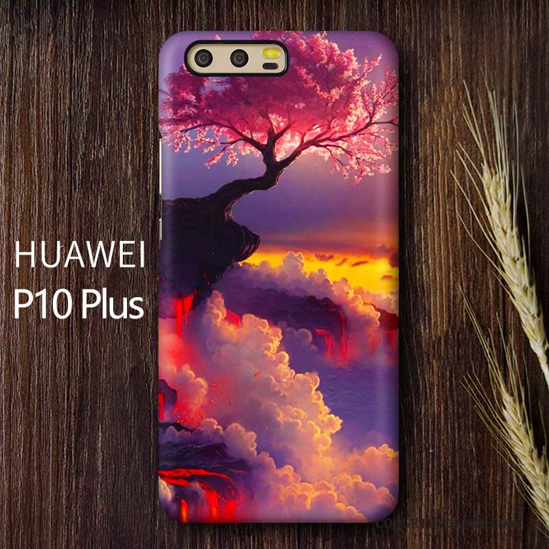 Huawei P10 Plus Coque Sakura Délavé En Daim Étui Multicolore De Téléphone