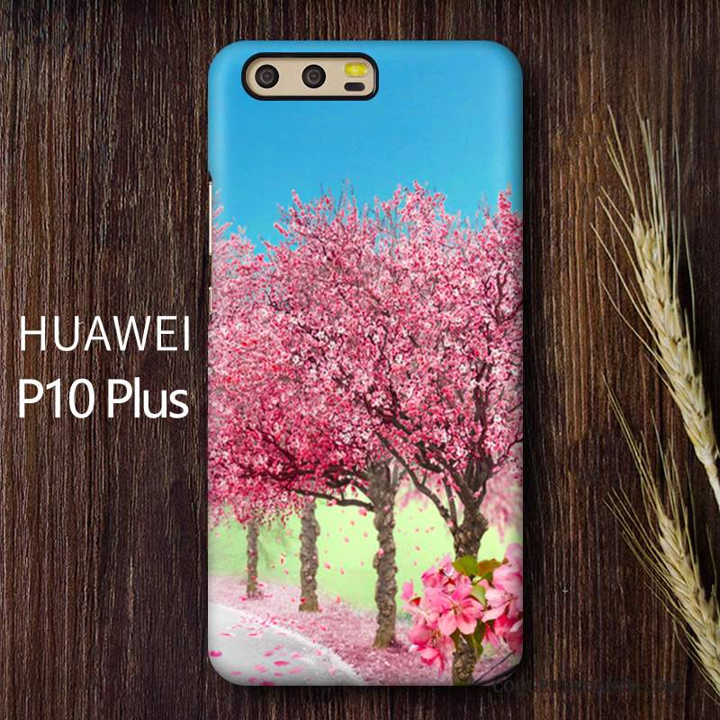 Huawei P10 Plus Coque Sakura Délavé En Daim Étui Multicolore De Téléphone