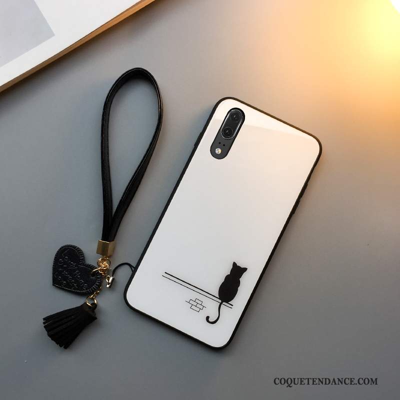 Huawei P20 Coque Blanc Tendance Silicone Ornements Suspendus De Téléphone