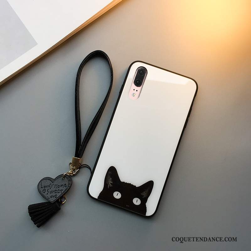 Huawei P20 Coque Blanc Tendance Silicone Ornements Suspendus De Téléphone