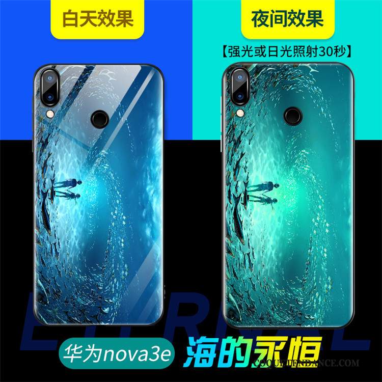Huawei P20 Lite Coque Bleu De Téléphone Étui Verre