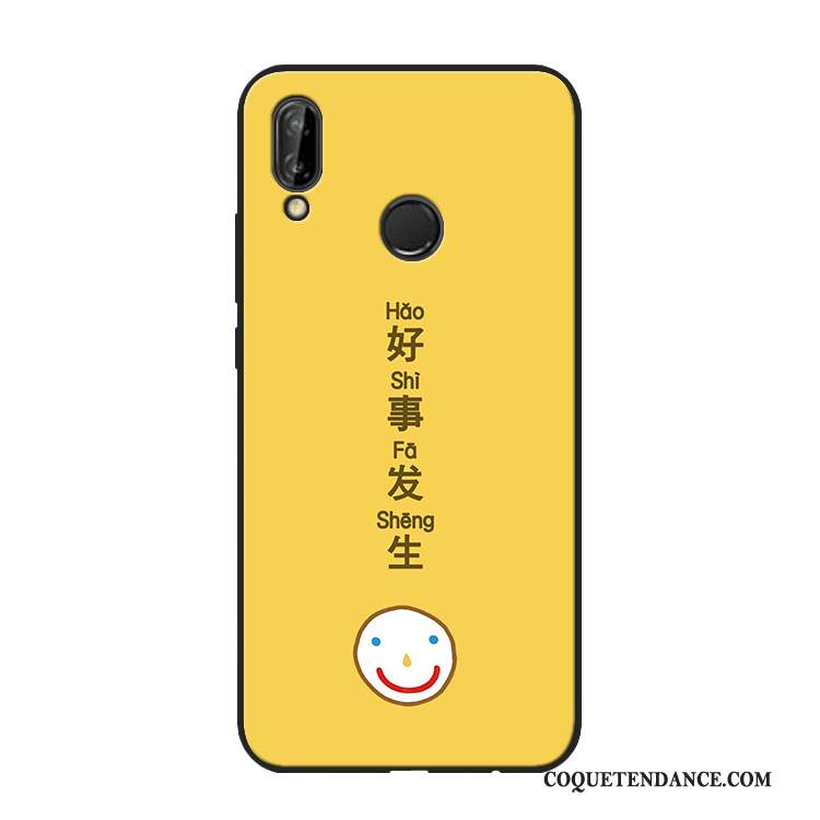 Huawei P20 Lite Coque Fluide Doux Protection Jaune Souriant Silicone