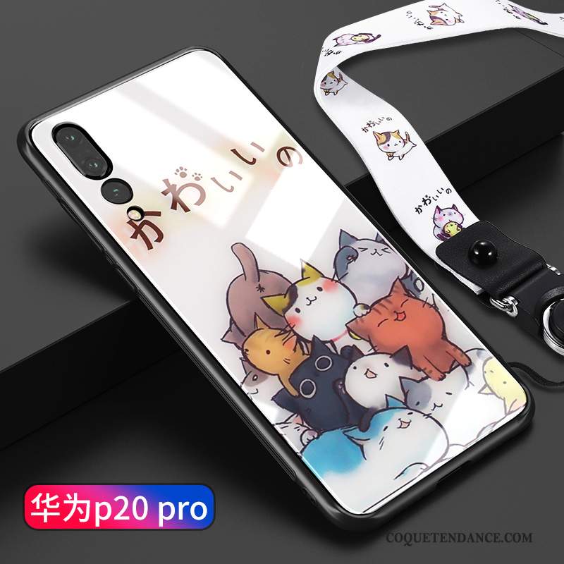 Huawei P20 Pro Coque Dessin Animé Fluide Doux Tendance Blanc Verre