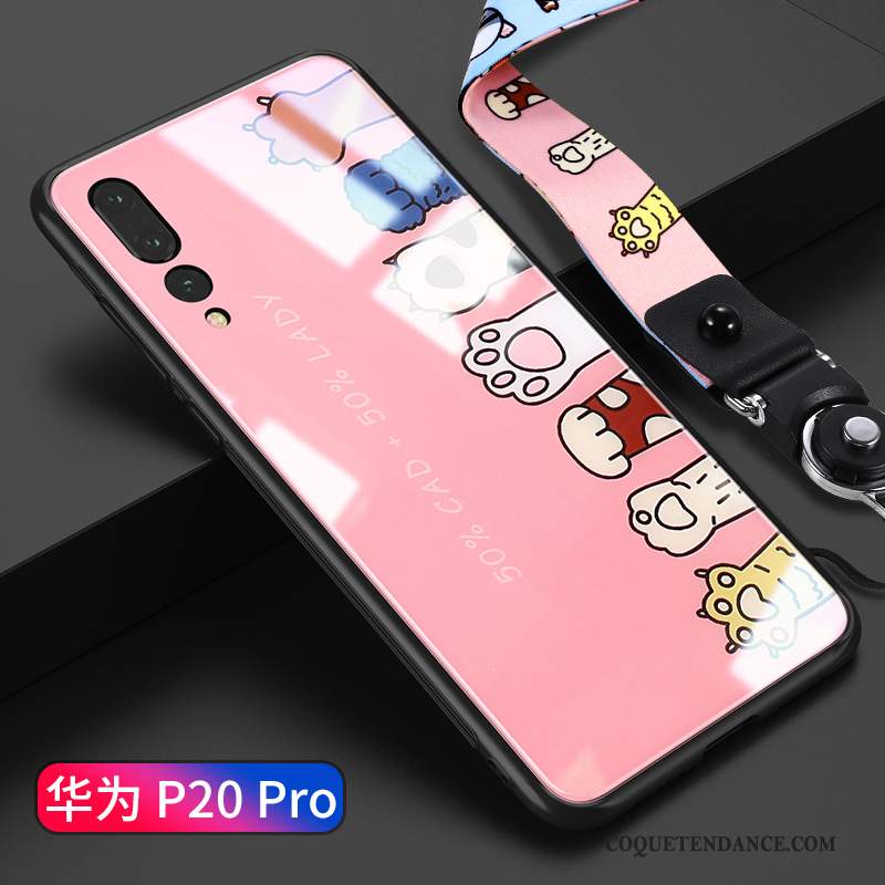 Huawei P20 Pro Coque Dessin Animé Fluide Doux Tendance Blanc Verre