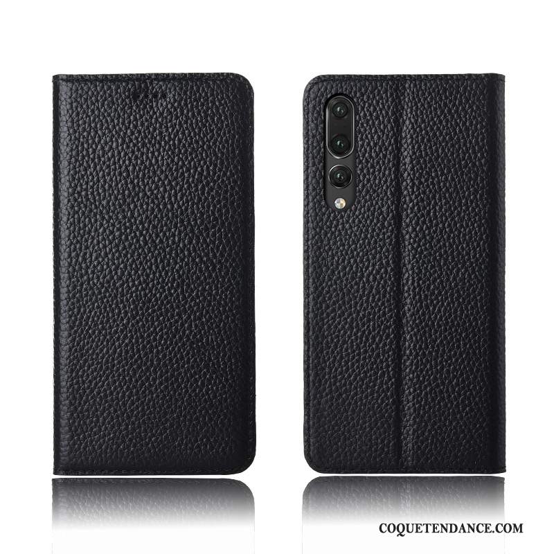 Huawei P20 Pro Coque Litchi Étui Nouveau Rouge Cuir Véritable