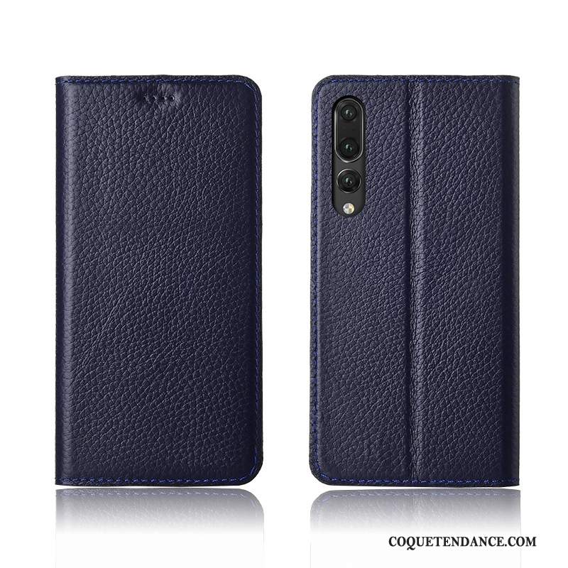 Huawei P20 Pro Coque Litchi Étui Nouveau Rouge Cuir Véritable