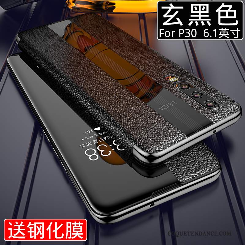 Huawei P30 Coque Luxe Tout Compris De Téléphone Cuir Véritable Incassable