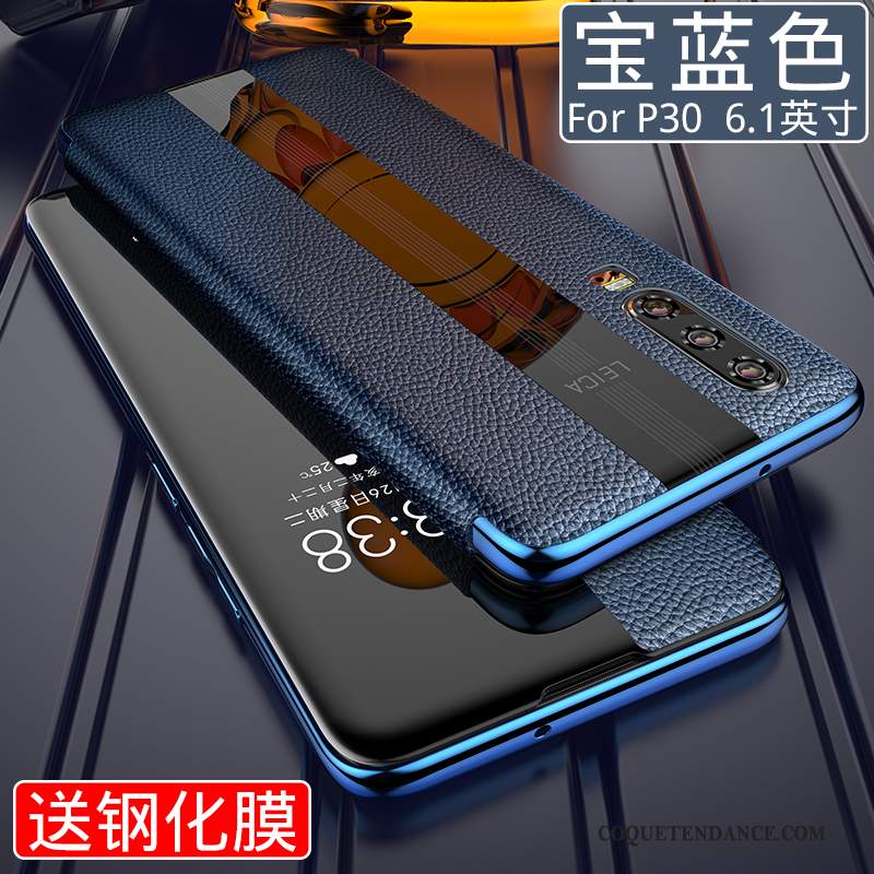 Huawei P30 Coque Luxe Tout Compris De Téléphone Cuir Véritable Incassable