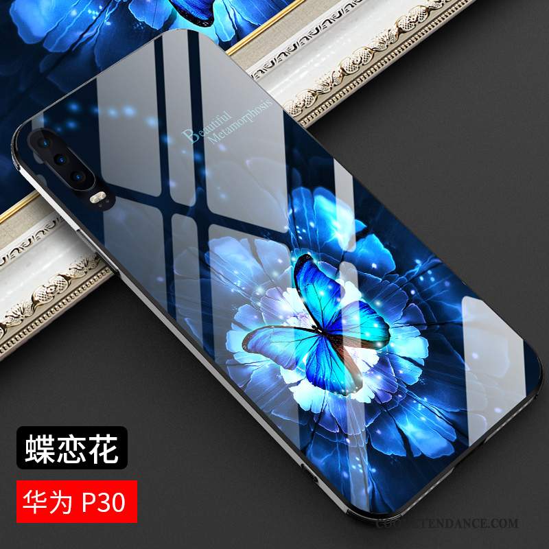 Huawei P30 Coque Miroir Étui Bleu Créatif Luxe