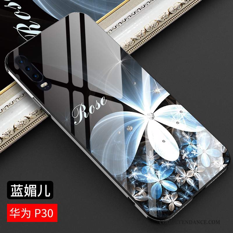 Huawei P30 Coque Miroir Étui Bleu Créatif Luxe