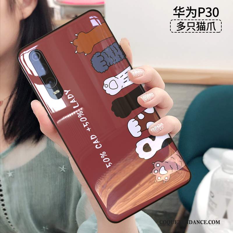 Huawei P30 Coque Net Rouge Incassable Fluide Doux Tout Compris Personnalité