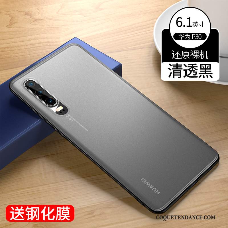 Huawei P30 Coque Protection Silicone Délavé En Daim Net Rouge