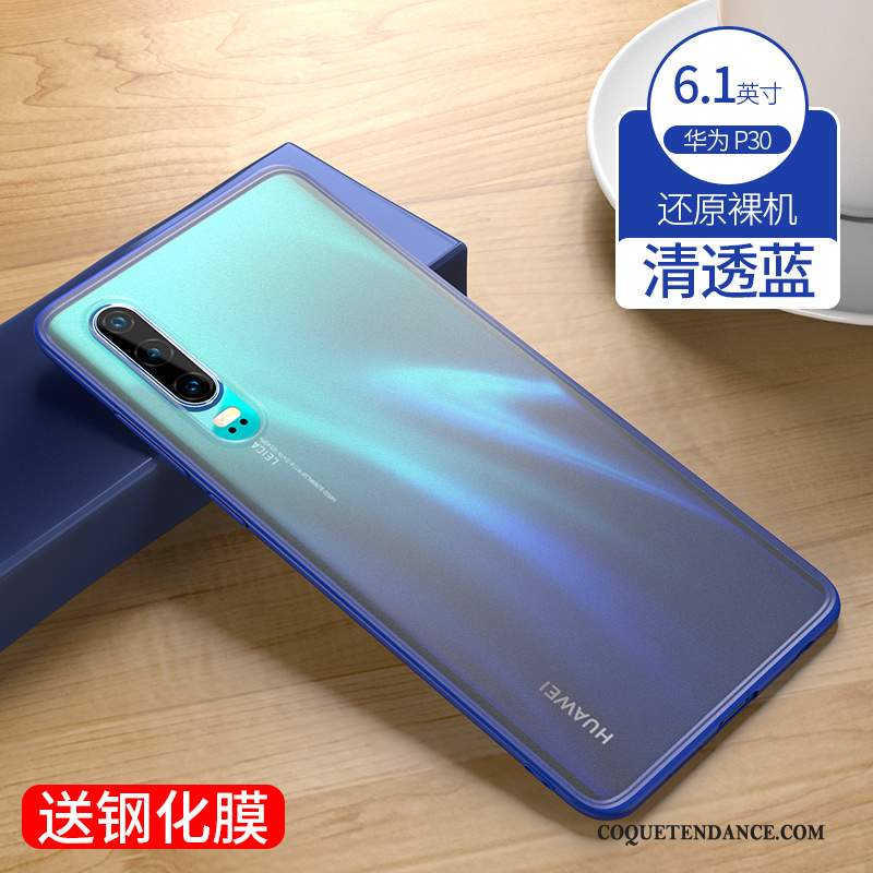 Huawei P30 Coque Protection Silicone Délavé En Daim Net Rouge