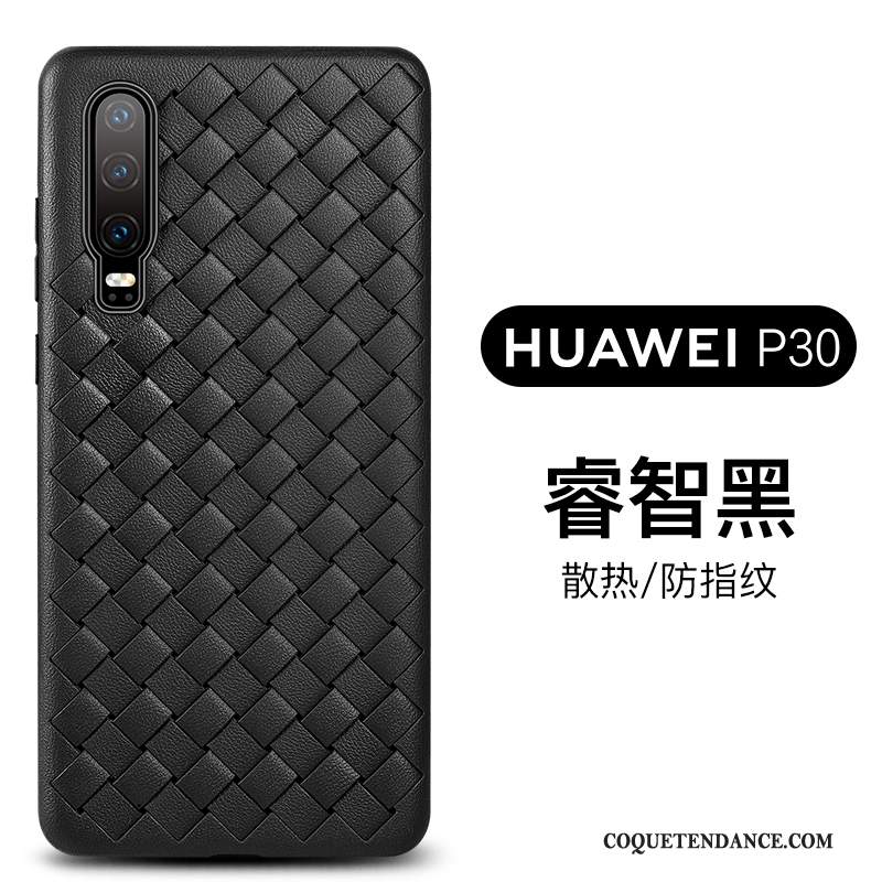Huawei P30 Coque Tissage Respirant Cuir Protection Incassable