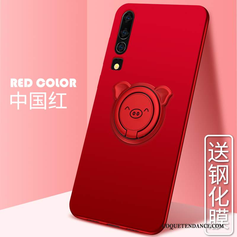 Huawei P30 Coque Tout Compris Silicone Net Rouge Étui De Téléphone