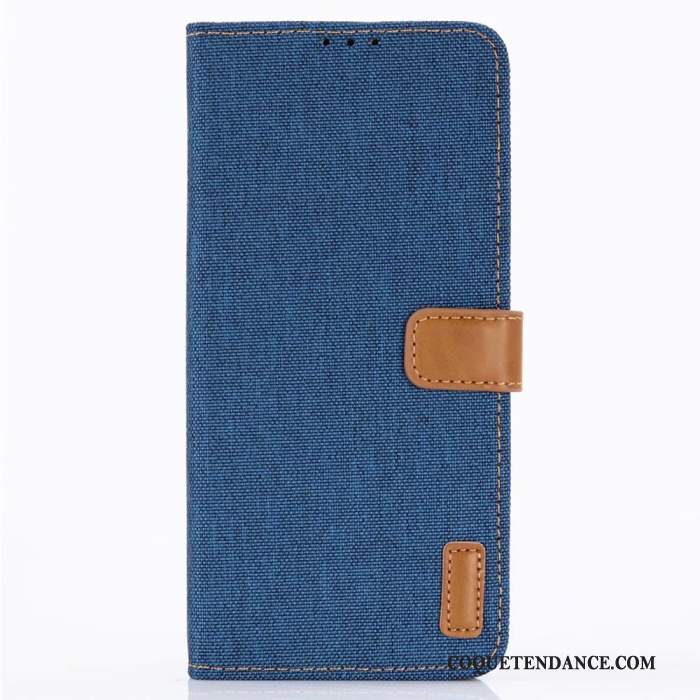 Huawei P30 Coque Étui En Cuir Denim Protection Bleu Modèle Fleurie