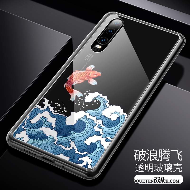 Huawei P30 Coque Étui Transparent Style Chinois Verre Très Mince