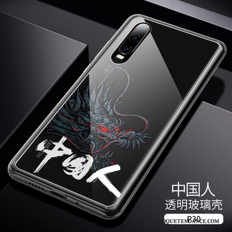 Huawei P30 Coque Étui Transparent Style Chinois Verre Très Mince